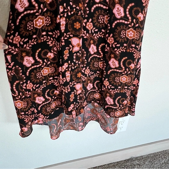 NWOT A.L.C. Emile Floral Cold Shoulder Silk Dress Black Henna Pink  Women’s 4 - Picture 8 of 14